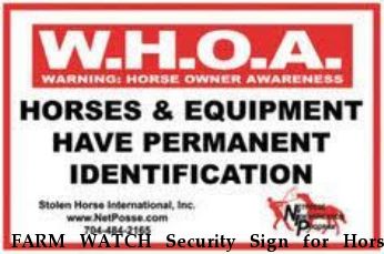 FARM WATCH Security Sign for Horse Farms